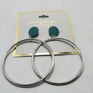 Nordstrom silver hoop earring with green polymer clay